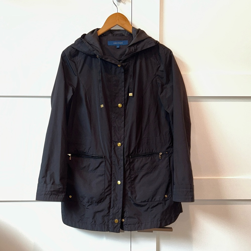 Cole Haan Packable Hooded Rain Jacket with Pouch
